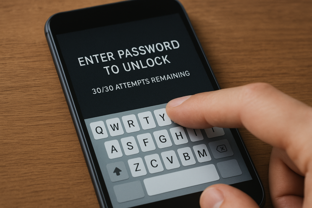 Enter Password to Unlock 30 30 Attempts Remaining