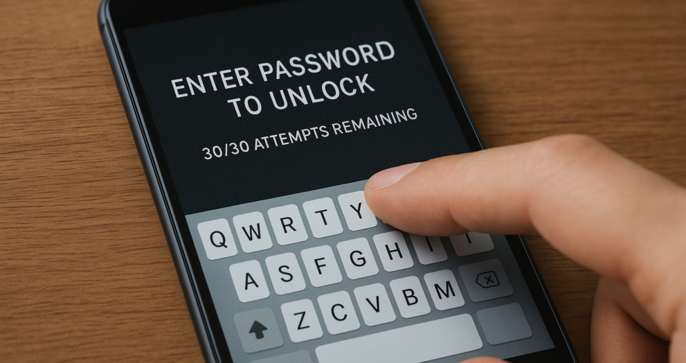 Enter Password to Unlock 30 30 Attempts Remaining