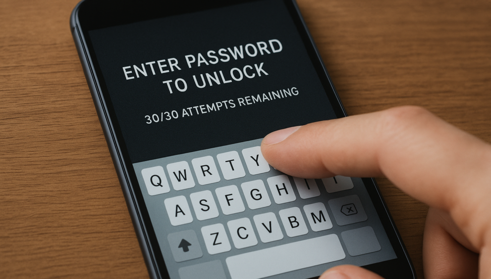 Enter Password to Unlock 30 30 Attempts Remaining