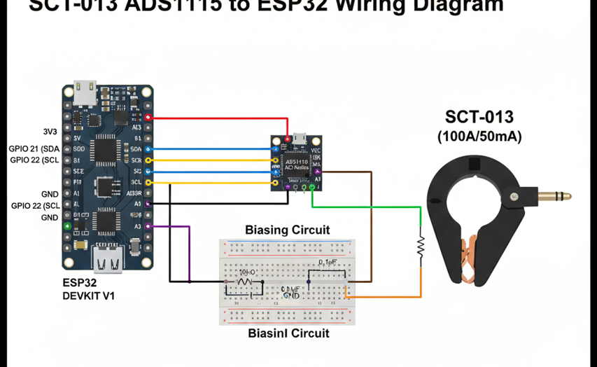 sct o13 ads1115 pinout to esp32