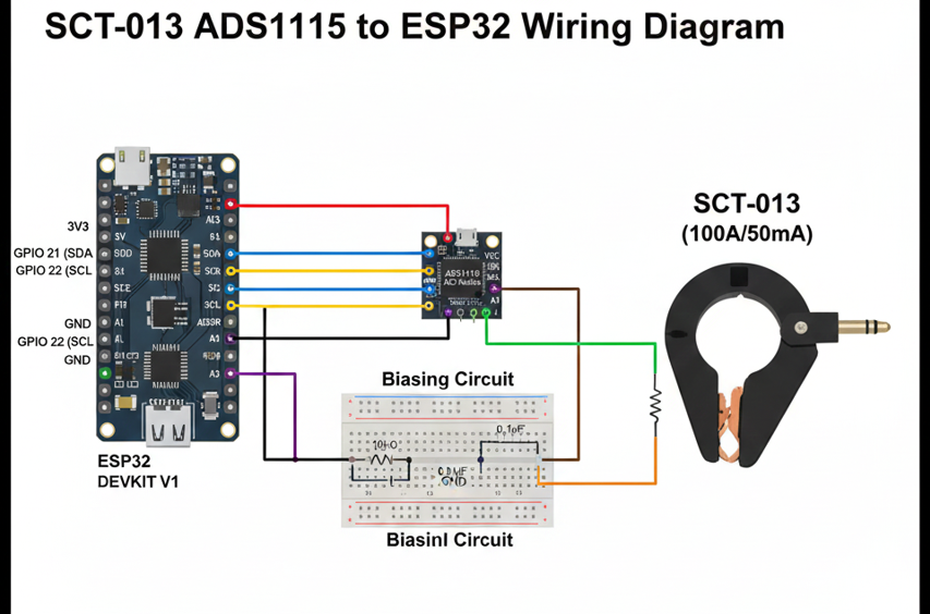 sct o13 ads1115 pinout to esp32