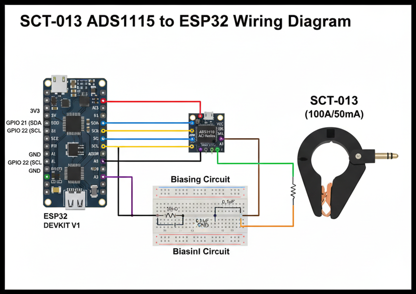 sct o13 ads1115 pinout to esp32